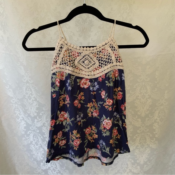 Girls Floral Boho Crochet Tank Top - Picture 1 of 3